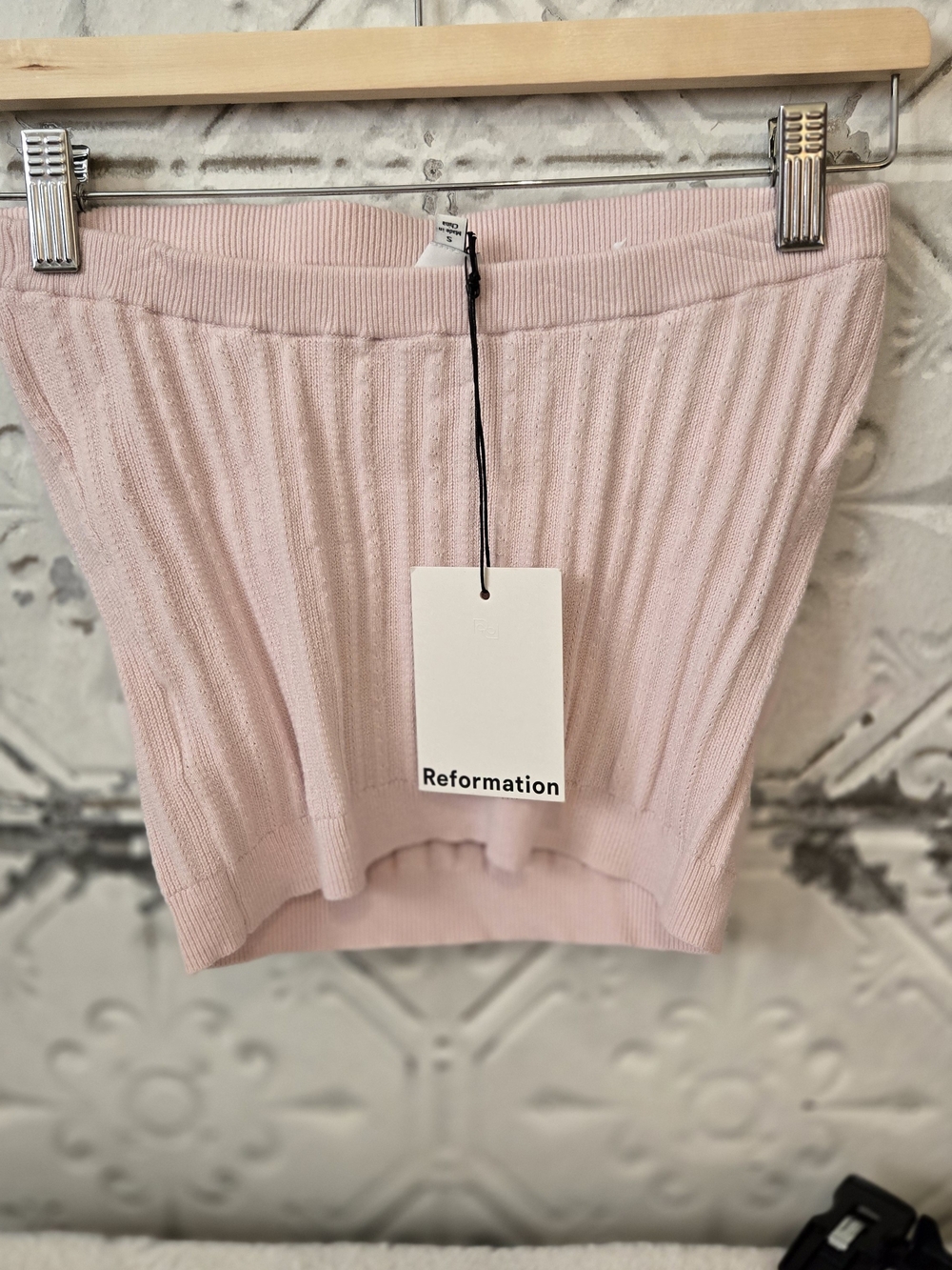 Reformation Zazie Knit Cotton Blend Strapless Top Tube Size Small NWT - Picture 5 of 12